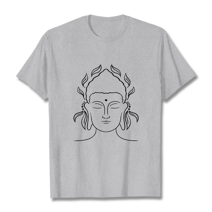 Buddha Stones Casual Buddha Outline Lotus Petal Pattern Tee T-shirt - LightGrey - 2XL - image 20