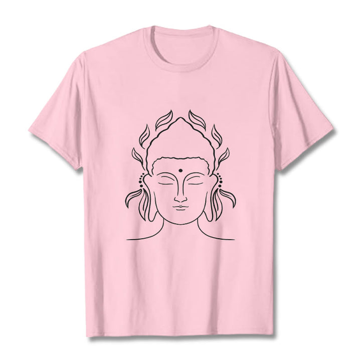 Buddha Stones Casual Buddha Outline Lotus Petal Pattern Tee T-shirt - LightPink - 2XL - image 13