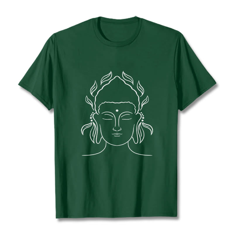 Buddha Stones Casual Buddha Outline Lotus Petal Pattern Tee T-shirt - ForestGreen - 2XL - image 11