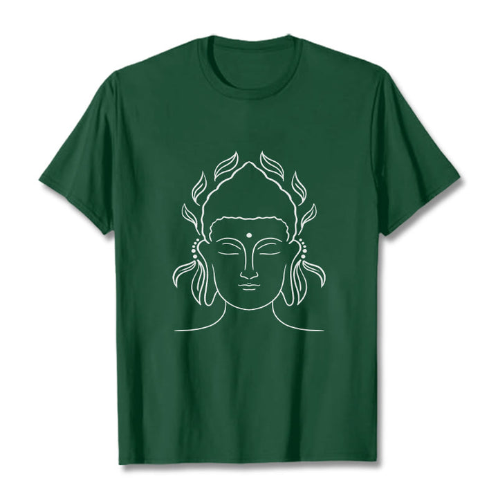Buddha Stones Casual Buddha Outline Lotus Petal Pattern Tee T-shirt - ForestGreen - 2XL - image 11