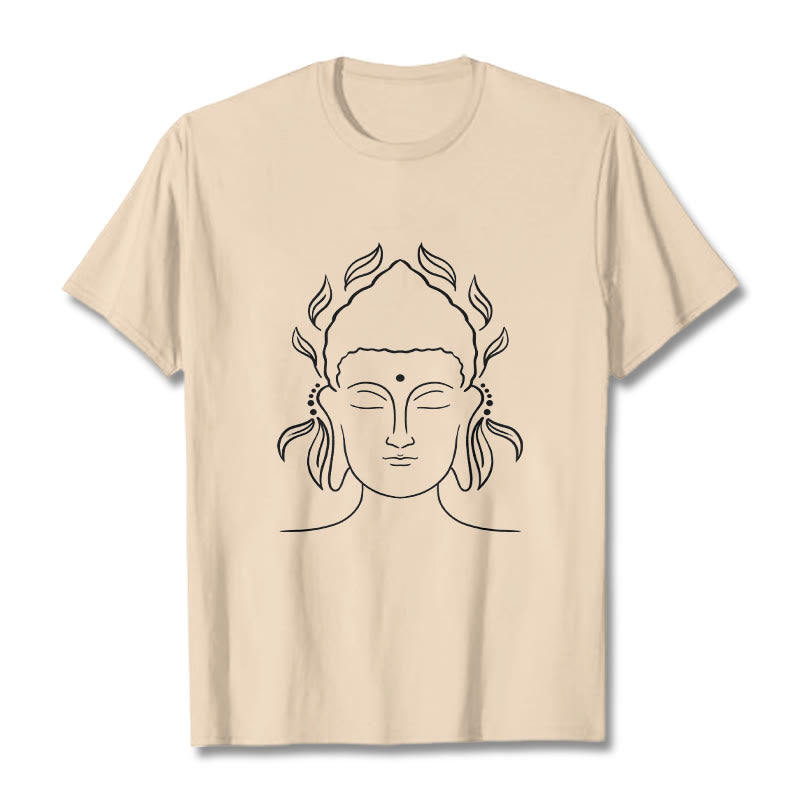 Buddha Stones Casual Buddha Outline Lotus Petal Pattern Tee T-shirt - Bisque - 2XL - image 9
