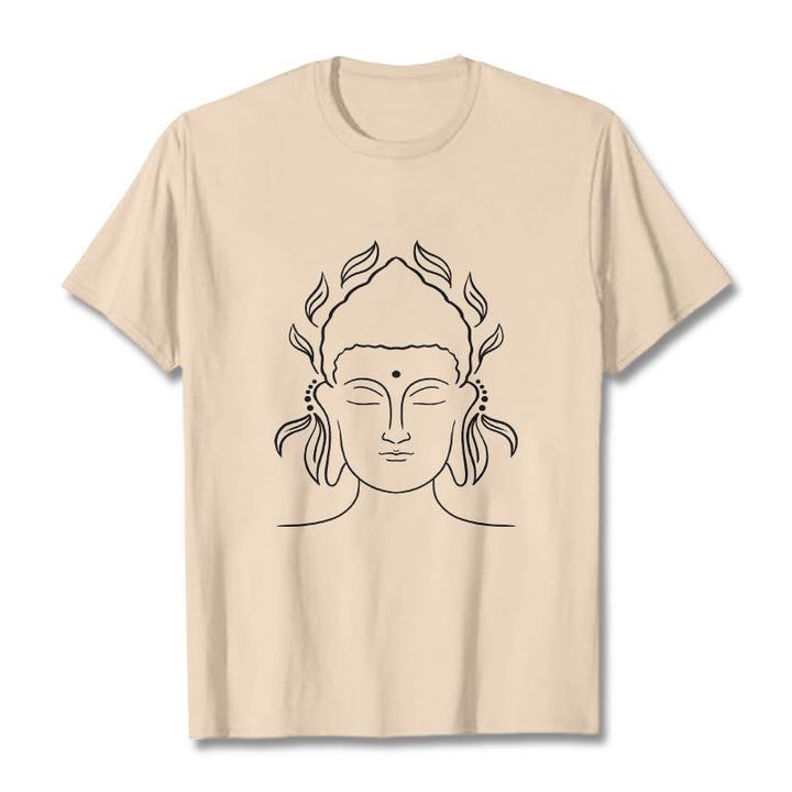 Buddha Stones Casual Buddha Outline Lotus Petal Pattern Tee T-shirt - Bisque - 2XL - image 9