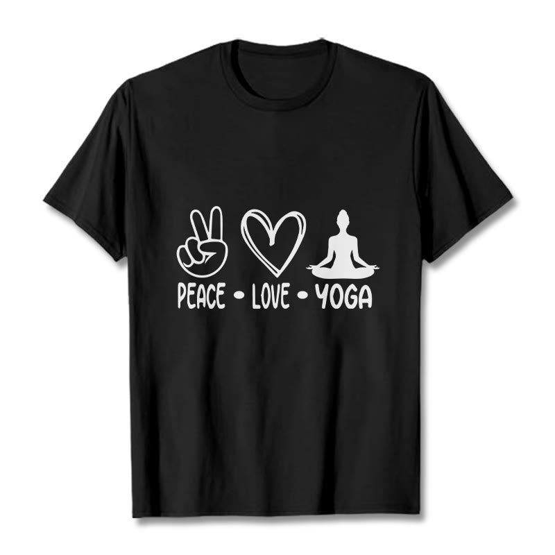 Buddha Stones Casual Hand Gesture Heart Yoga Pose Pattern Tee T-shirt - Black - 2XL - image 5