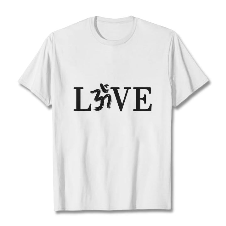Buddha Stones Casual Om Symbol Sanskrit Cotton Tee T-shirt - White - 2XL - image 7