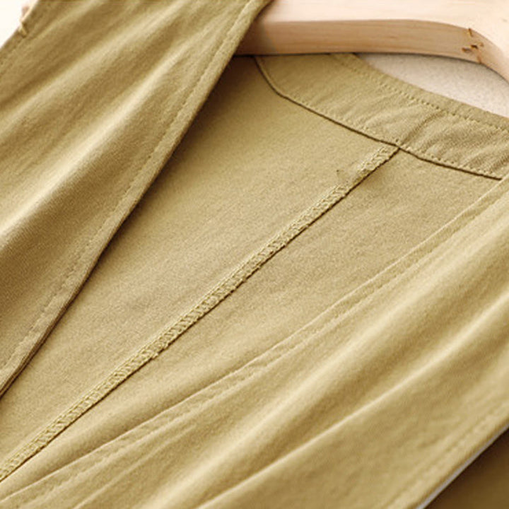 Buddha Stones Solid Color Front Buttons Sleeveless Women's Cotton Waistcoat With Pockets - image 3