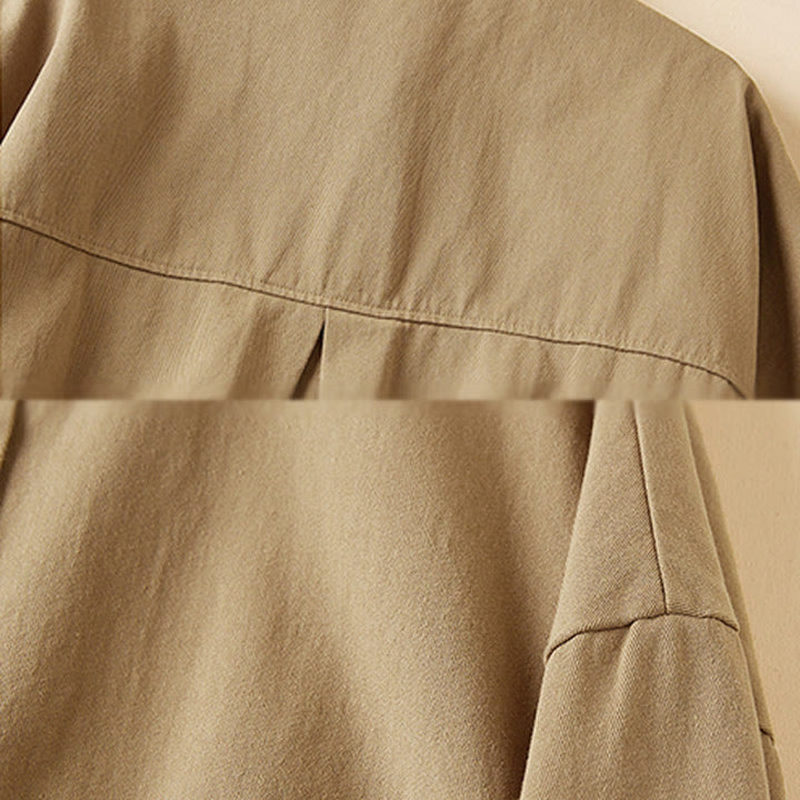 Buddha Stones Fall Irregular Design Long Sleeve Women's Cotton Linen Lapel Jacket With Pockets - image 7