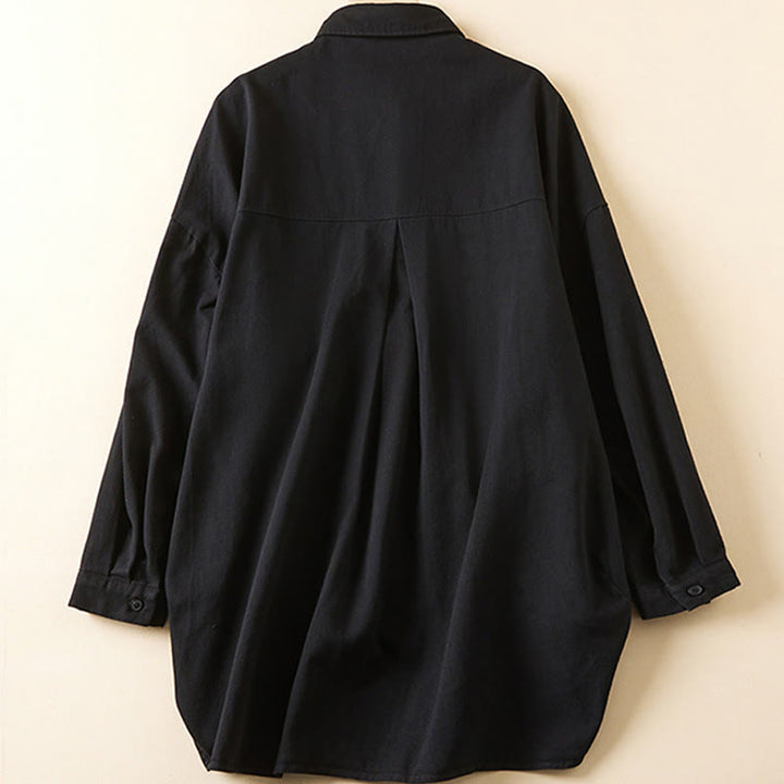 Buddha Stones Fall Irregular Design Long Sleeve Women's Cotton Linen Lapel Jacket With Pockets - image 11