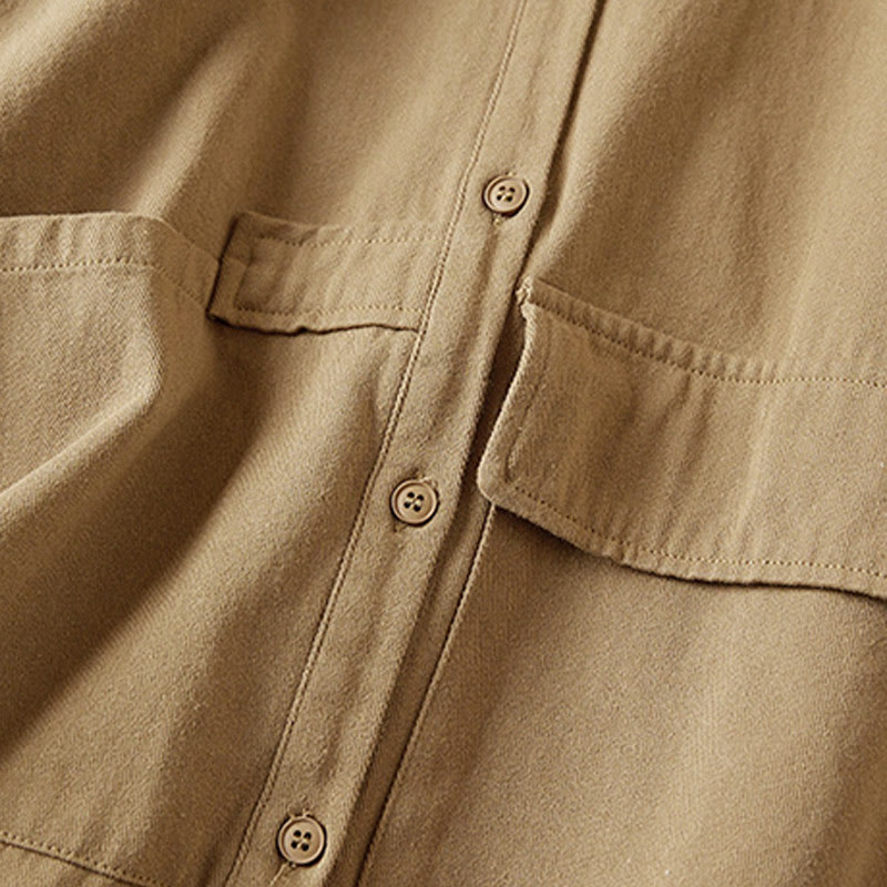 Buddha Stones Fall Irregular Design Long Sleeve Women's Cotton Linen Lapel Jacket With Pockets - image 3