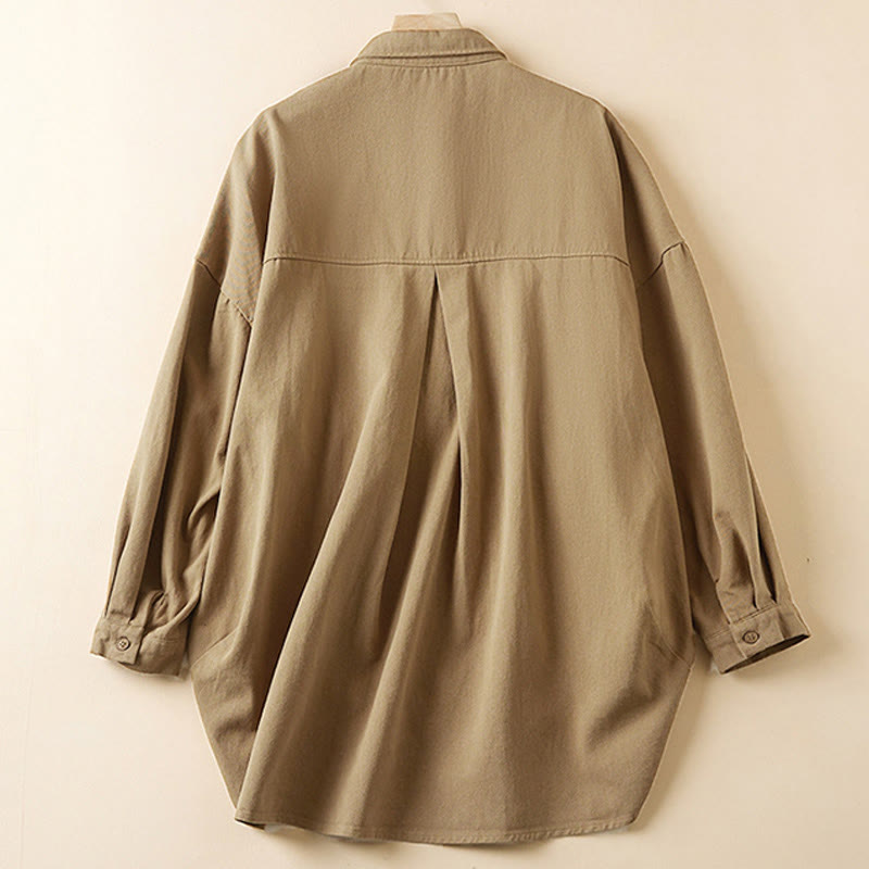 Buddha Stones Fall Irregular Design Long Sleeve Women's Cotton Linen Lapel Jacket With Pockets - image 2