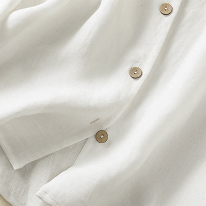 Buddha Stones Spring Plain Buttons Design V-Neck Long Sleeve Women's Shirt - image 15