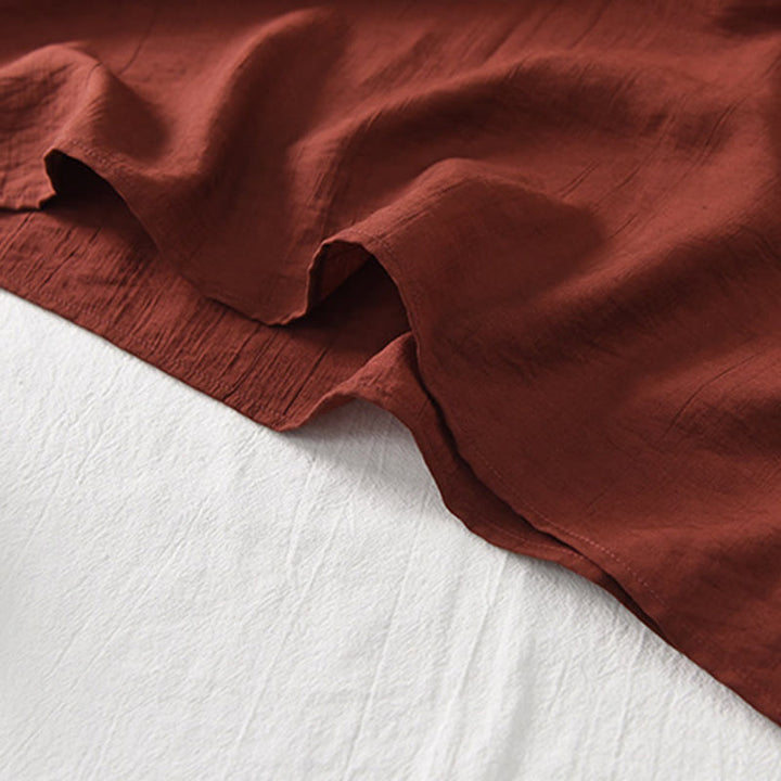 Buddha Stones Plain Cheongsam Lace-Up Design Cotton Linen Short Sleeve Midi Dress - image 12