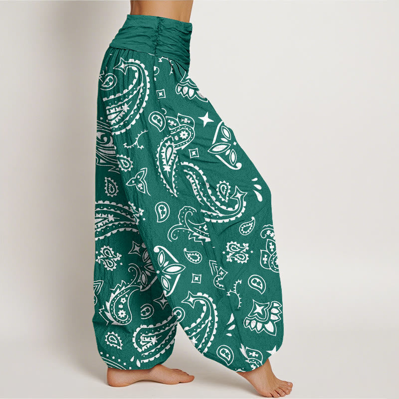 Buddha Stones Casual Classic Paisley Motif Women's Elastic Waist Harem Pants - image 1