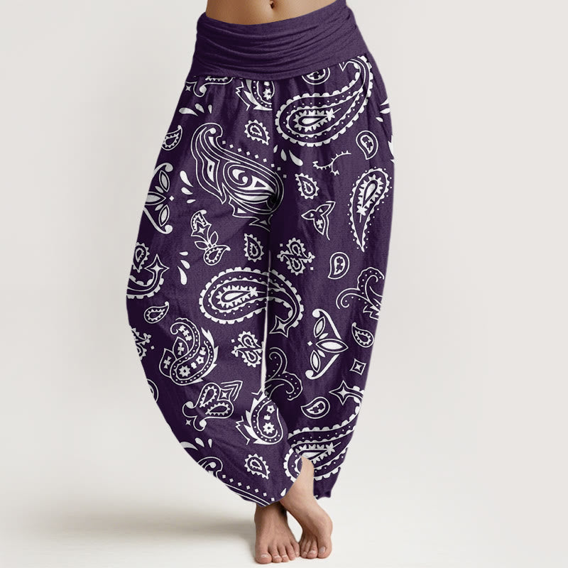 Buddha Stones Casual Classic Paisley Motif Women's Elastic Waist Harem Pants - Indigo - US22，UK/AU26，EU54 (6XL) - image 4