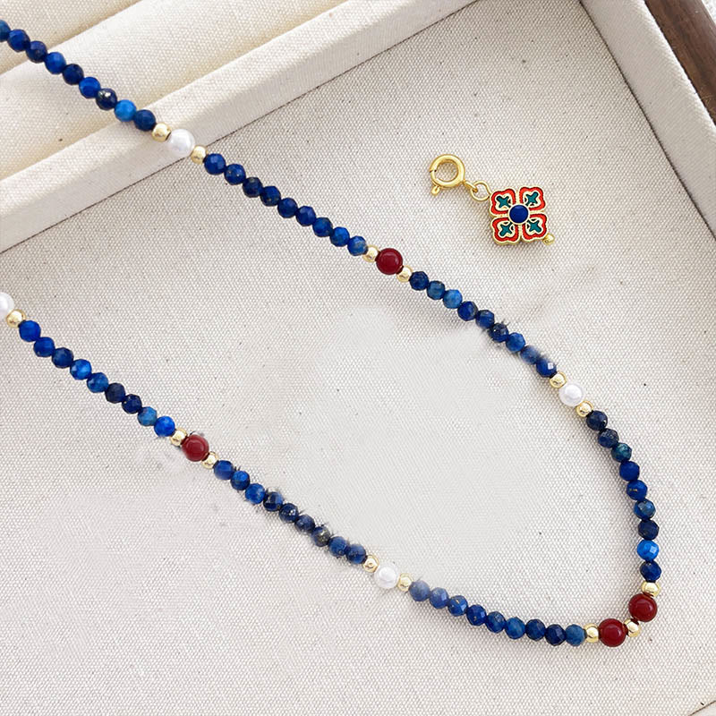 Buddha Stones Lazurite Pearl Positive Necklace Pendant - image 9