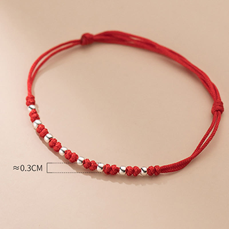 Buddha Stones 925 Sterling Silver Beads Red String Adjustable Luck Bracelet - image 10