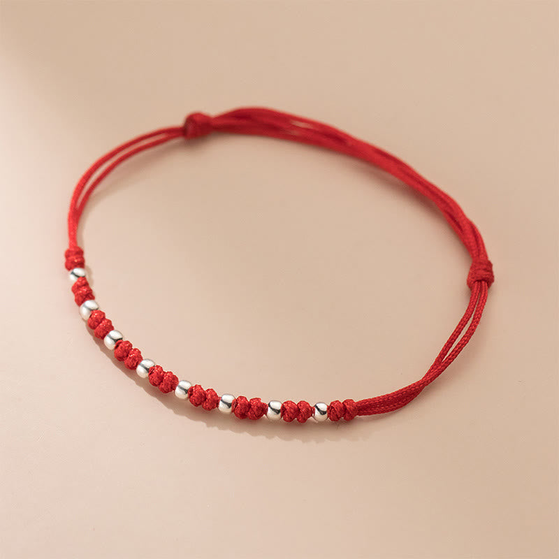 Buddha Stones 925 Sterling Silver Beads Red String Adjustable Luck Bracelet - image 8