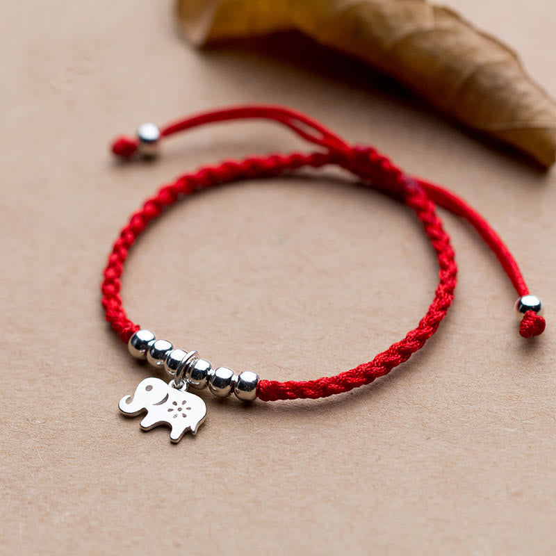 Buddha Stones 925 Sterling Silver Beads Snowflake Elephant Red String Luck Bracelet - 925 Sterling Silver(Wrist Circumference: 15-19cm) - image 0