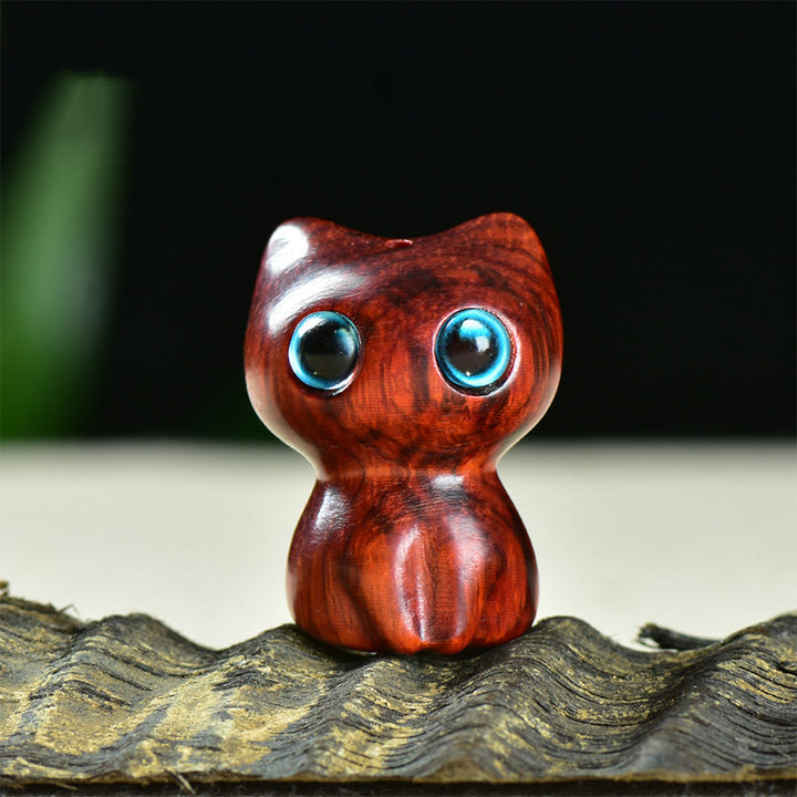 Buddha Stones Ebony Wood Small Leaf Red Sandalwood Cute Cat Animals Calm Decoration - Small Leaf Red Sandalwood (33*24*21mm) - image 9