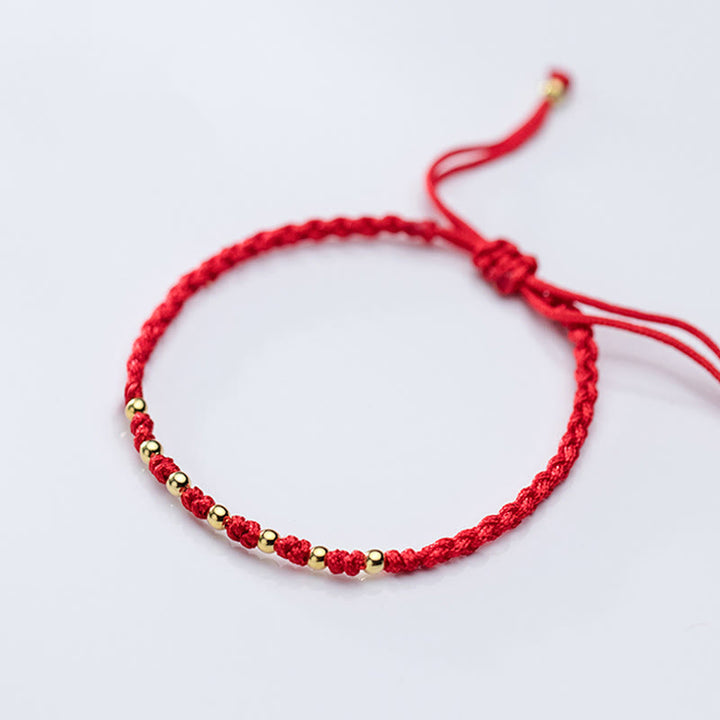Buddha Stones 925 Sterling Silver Plated Gold Beads Red String Braided Protection Bracelet - image 11