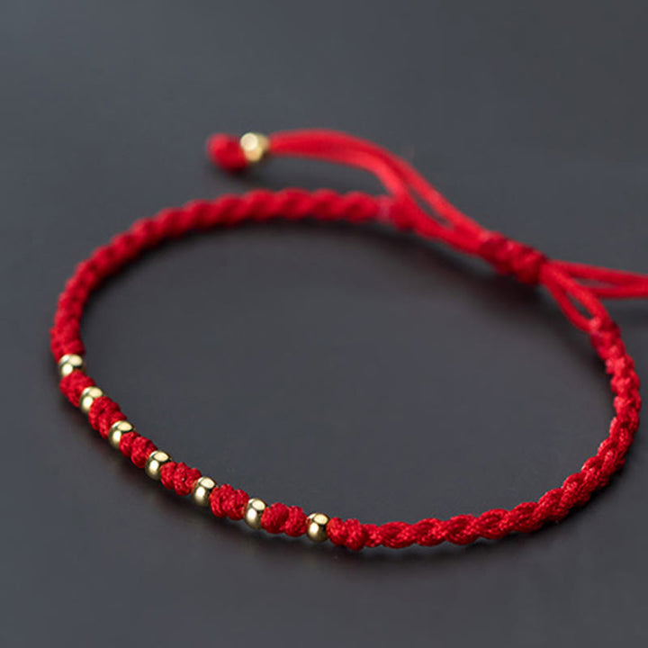 Buddha Stones 925 Sterling Silver Plated Gold Beads Red String Braided Protection Bracelet - image 12