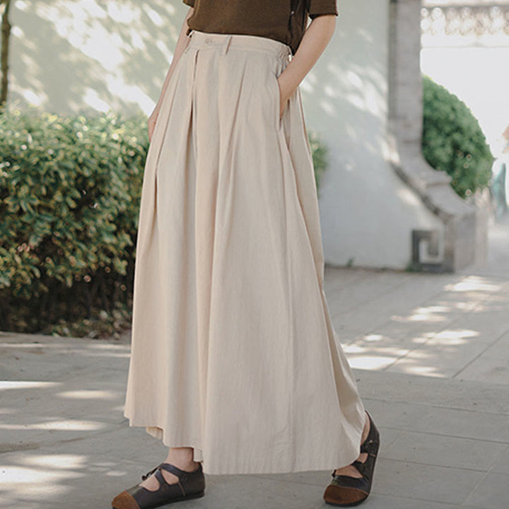 Buddha Stones Casual Plain Loose Cotton Women's Wide Leg Pants With Pockets - image 2