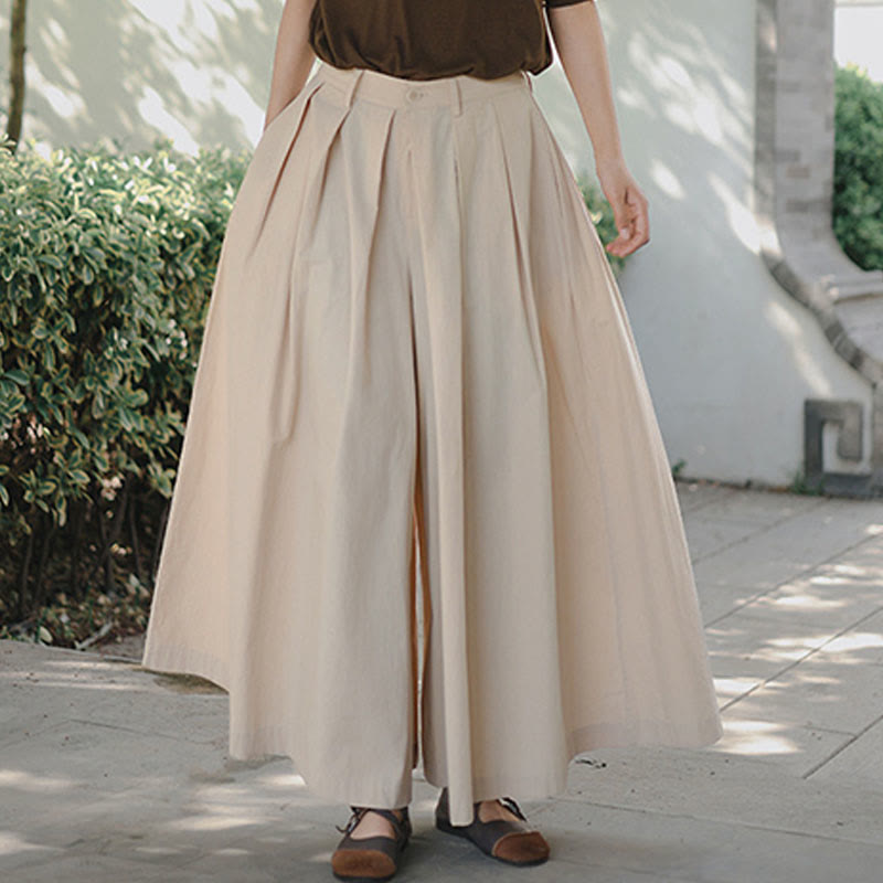 Buddha Stones Casual Plain Loose Cotton Women's Wide Leg Pants With Pockets - image 1
