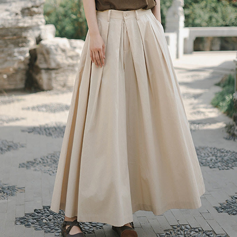Buddha Stones Casual Plain Loose Cotton Women's Wide Leg Pants With Pockets - image 3