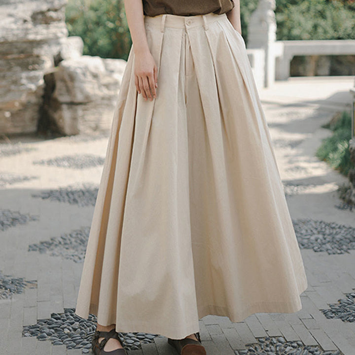 Buddha Stones Casual Plain Loose Cotton Women's Wide Leg Pants With Pockets - image 3
