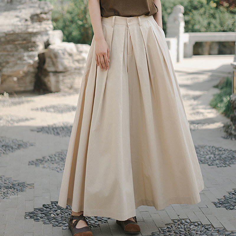 Buddha Stones Casual Plain Loose Cotton Women's Wide Leg Pants With Pockets - image 11