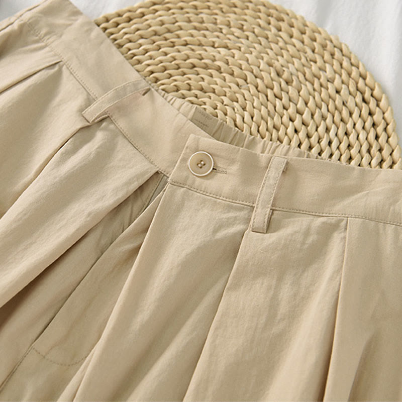 Buddha Stones Casual Plain Loose Cotton Women's Wide Leg Pants With Pockets - image 14