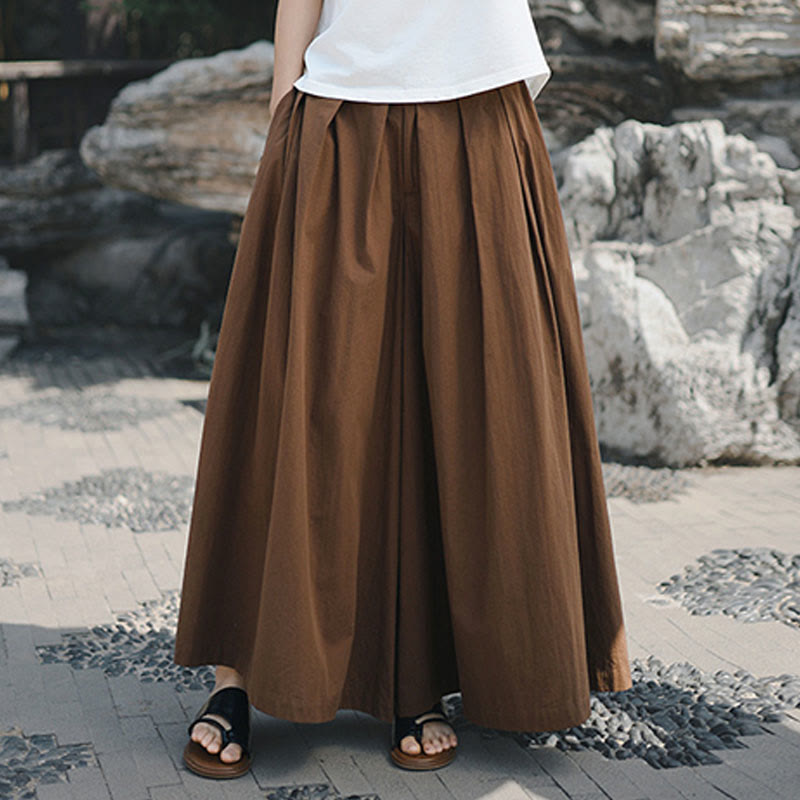 Buddha Stones Casual Plain Loose Cotton Women's Wide Leg Pants With Pockets - image 24