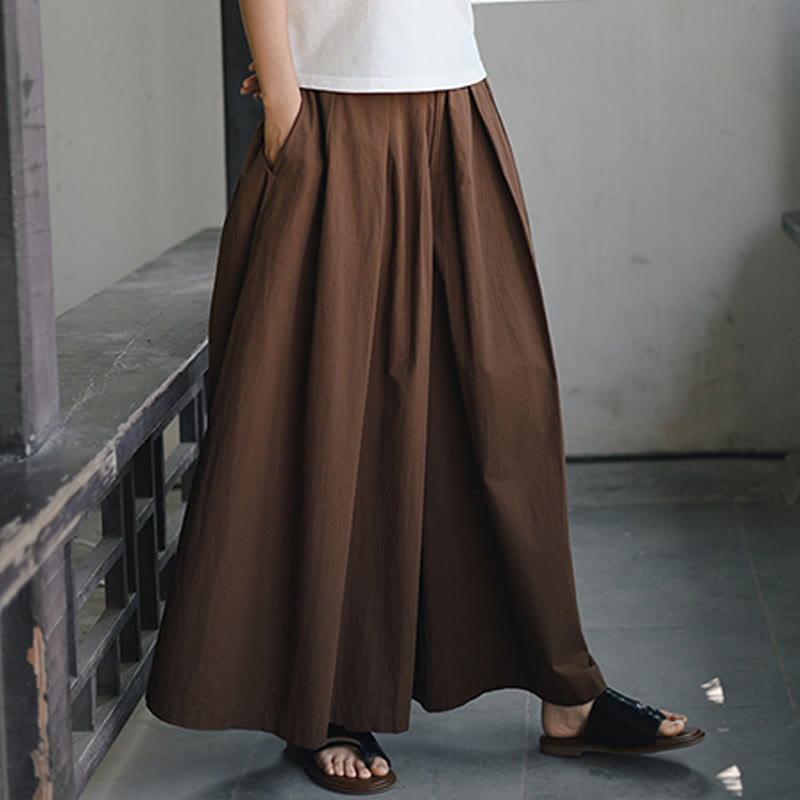 Buddha Stones Casual Plain Loose Cotton Women's Wide Leg Pants With Pockets - image 23