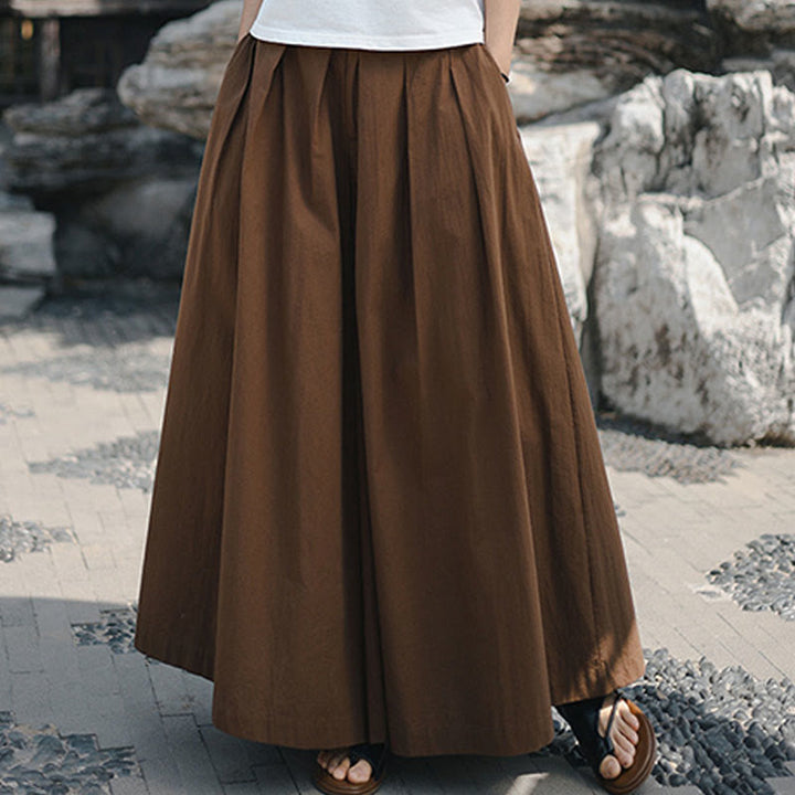 Buddha Stones Casual Plain Loose Cotton Women's Wide Leg Pants With Pockets - image 21