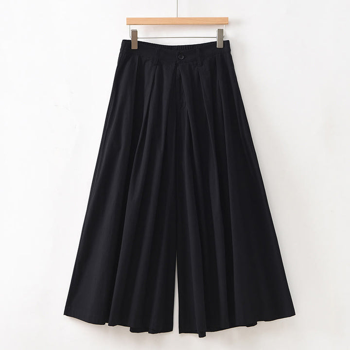Buddha Stones Casual Plain Loose Cotton Women's Wide Leg Pants With Pockets - Black - US12，UK/AU16，EU44 (2XL) - image 25