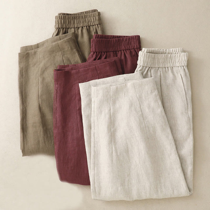 Buddha Stones Summer Plain Women's Cotton Linen Harem Pants With Pockets - image 21