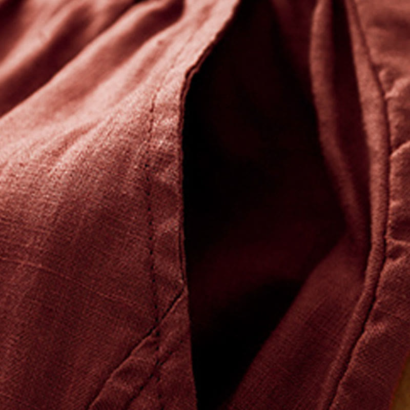 Buddha Stones Casual Plain Cropped Pants Women's Cotton Linen Harem Pants With Pockets - image 17