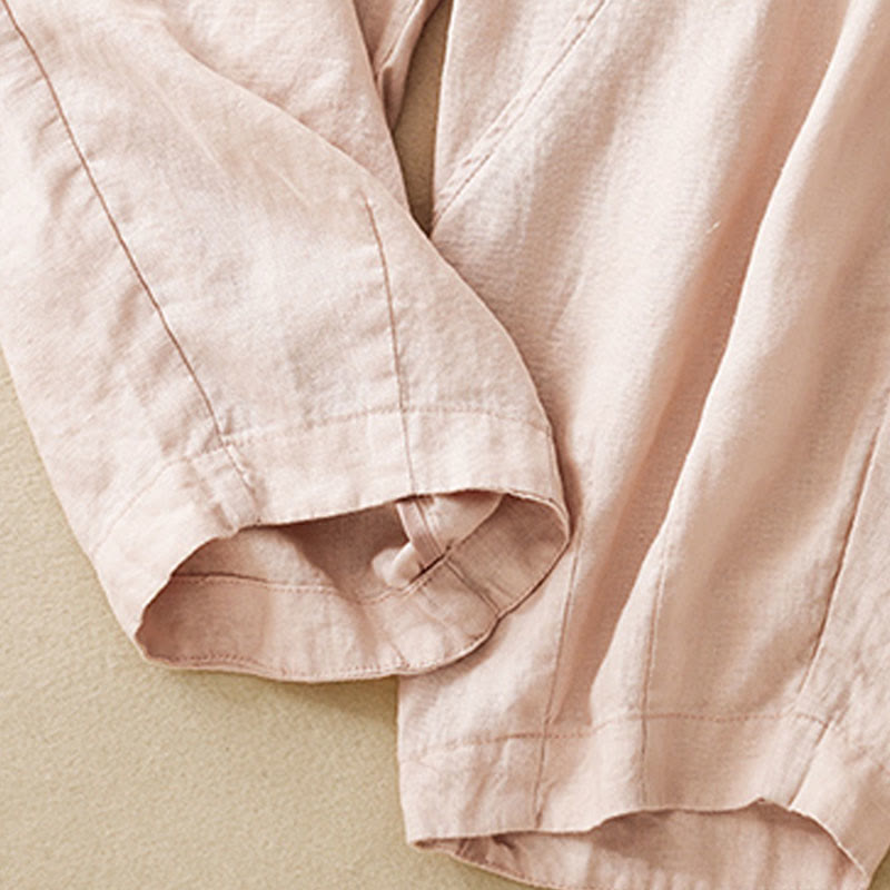 Buddha Stones Casual Plain Cropped Pants Women's Cotton Linen Harem Pants With Pockets - image 22