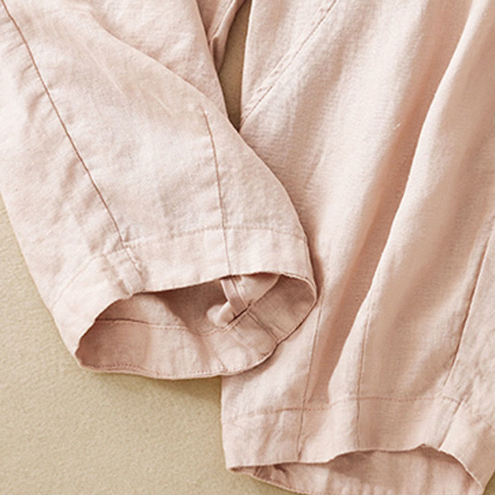 Buddha Stones Casual Plain Cropped Pants Women's Cotton Linen Harem Pants With Pockets - image 22