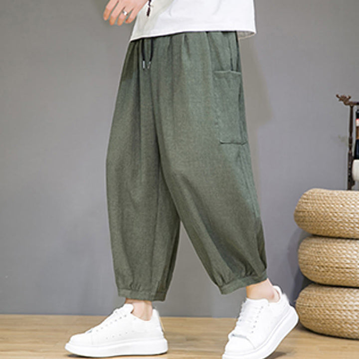 Buddha Stones Casual 7-8 Length Cropped Men's Harem Pants With Side Pockets - image 1