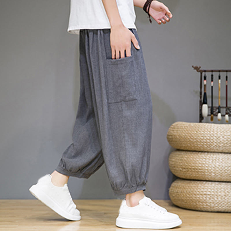 Buddha Stones Casual 7-8 Length Cropped Men's Harem Pants With Side Pockets - image 22
