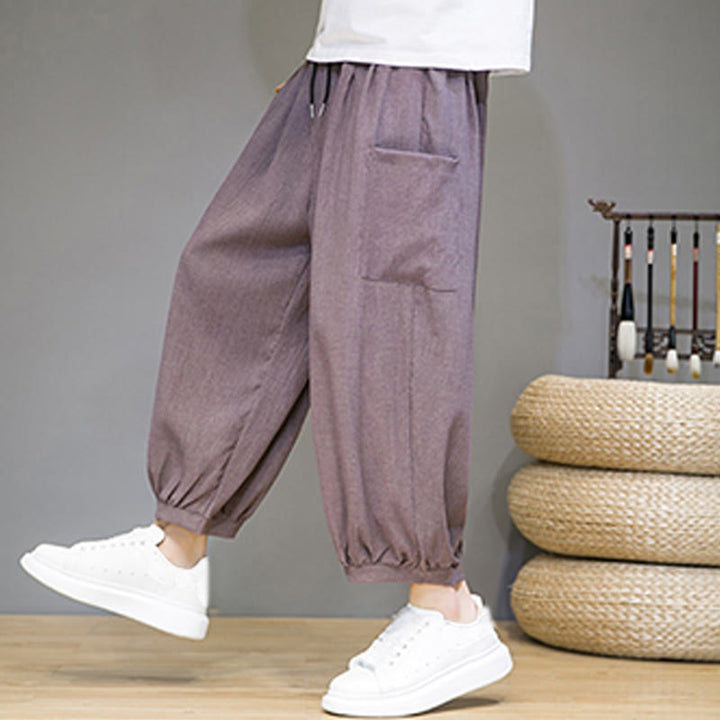 Buddha Stones Casual 7-8 Length Cropped Men's Harem Pants With Side Pockets - image 32