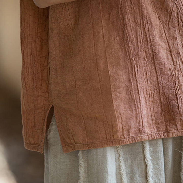 Buddha Stones Summer Tie-dye Frog-Button Ramie Cotton Sleeveless Women's Vest - image 12