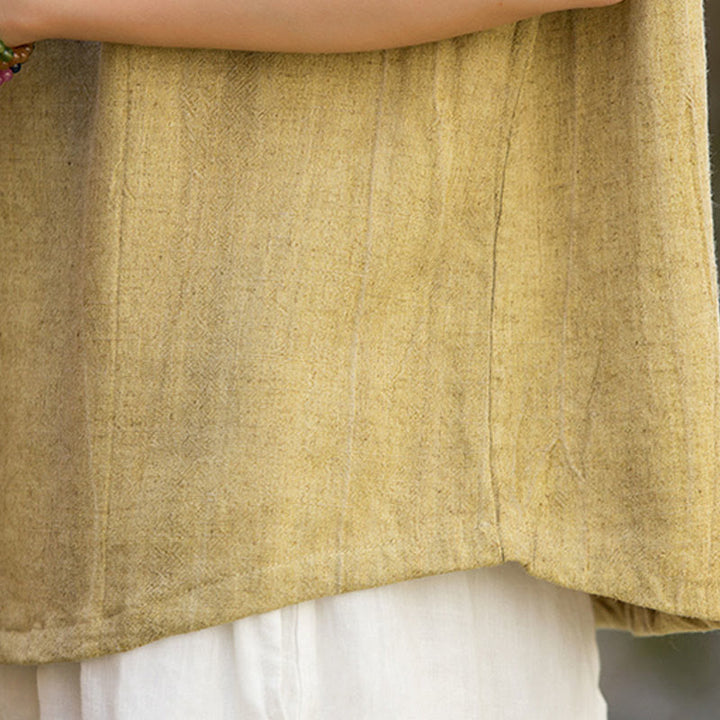 Buddha Stones Summer Tie-dye Buttons Linen Sleeveless Women's Vest - image 9