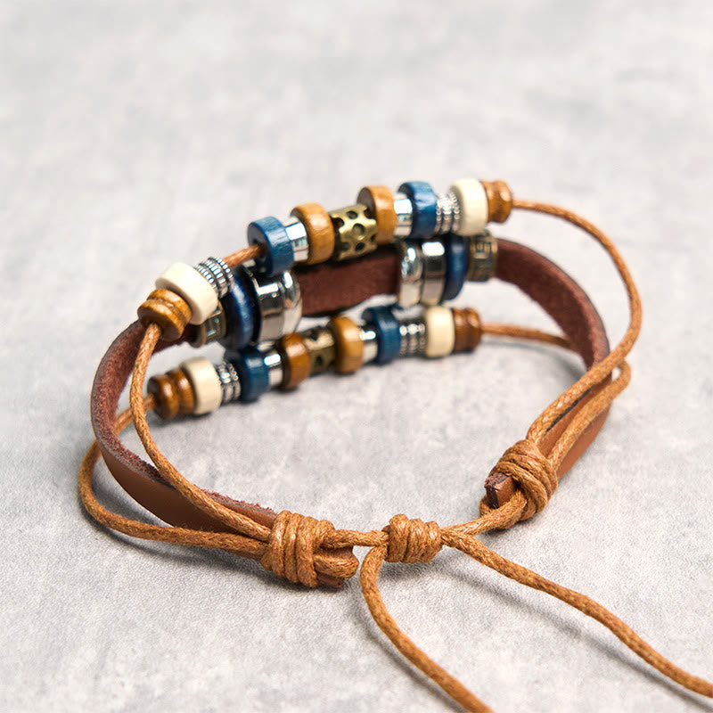 Buddha Stones Tibetan Evil Eye Leather Adjustable Protection Bracelet