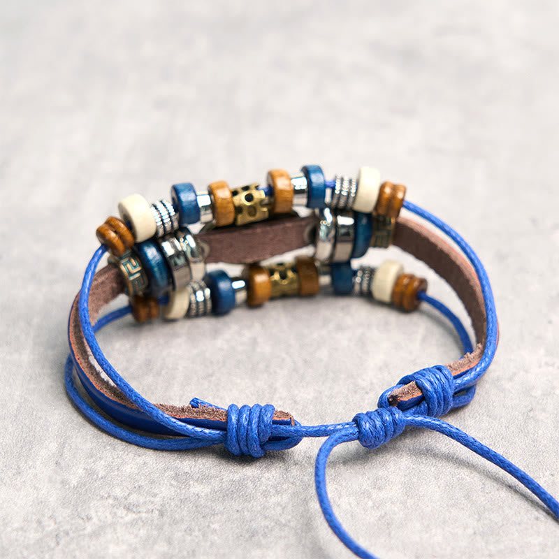 Buddha Stones Tibetan Evil Eye Leather Adjustable Protection Bracelet