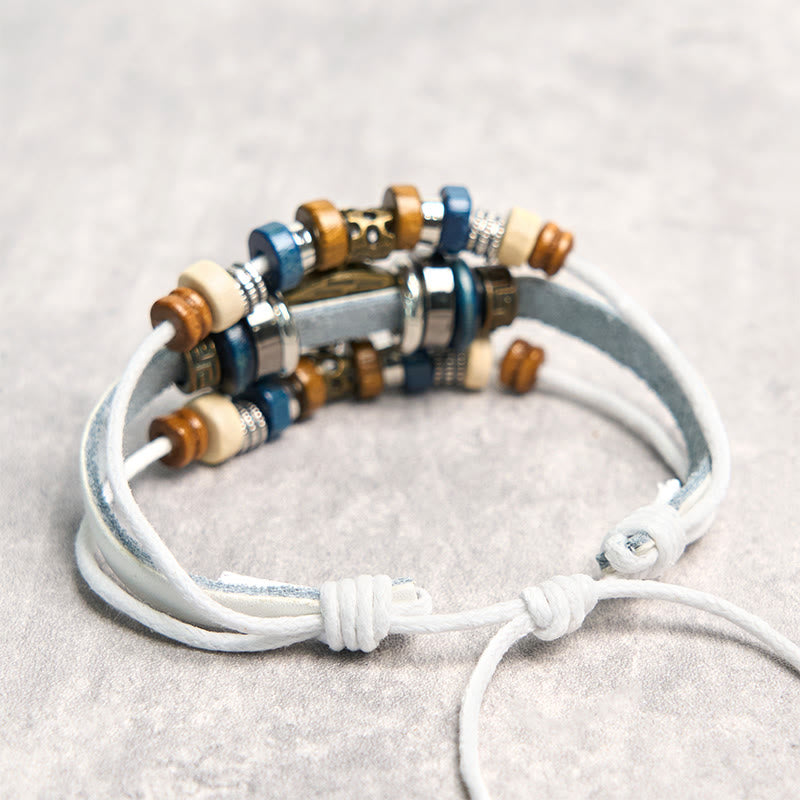 Buddha Stones Tibetan Evil Eye Leather Adjustable Protection Bracelet