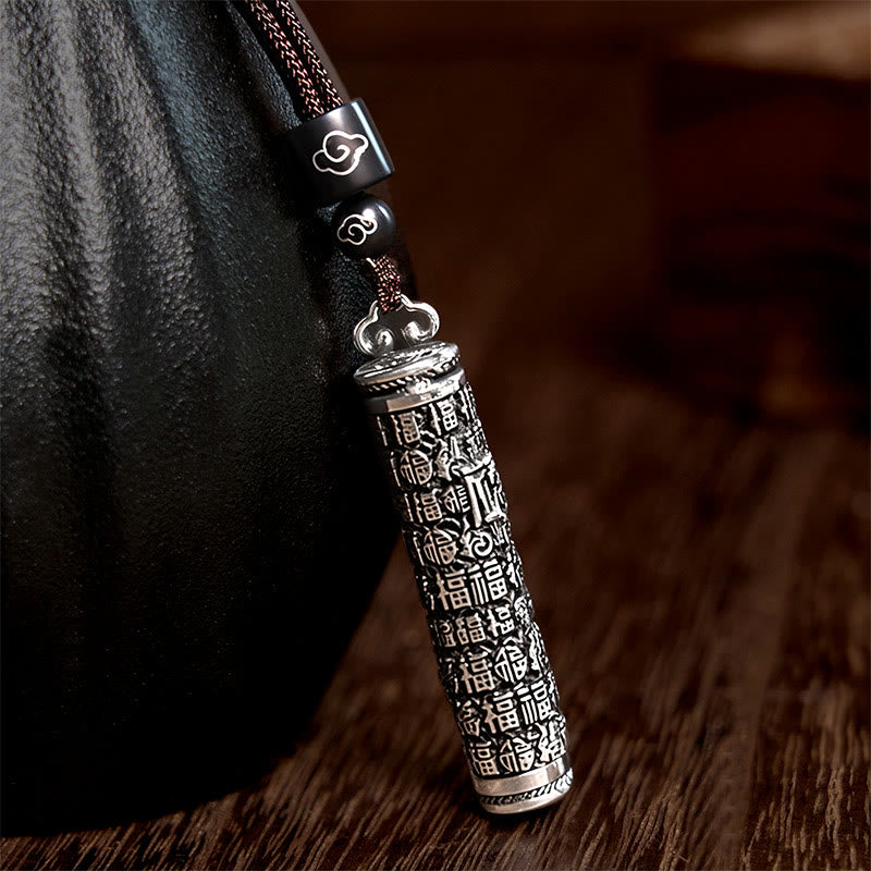 Buddha Stones Copper Fu Character Dragon Pattern Balance Pendant Necklace - image 6