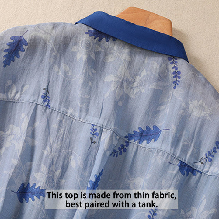 Buddha Stones Small Yellow Flower Leaves Buttons Short Sleeve Women's Shirt - image 12