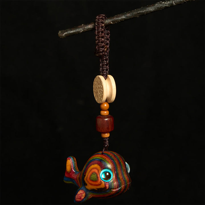 Buddha Stones Rainbow Eucalyptus Dolphin Carved Positive Key Chain Phone Hanging Decoration - image 1