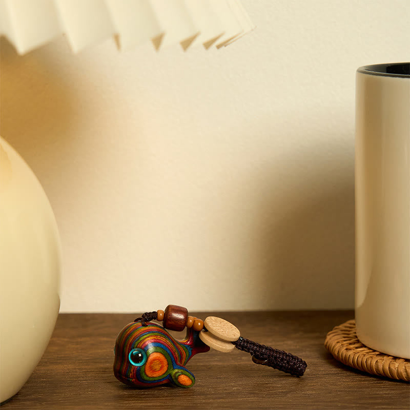 Buddha Stones Rainbow Eucalyptus Dolphin Carved Positive Key Chain Phone Hanging Decoration - image 6